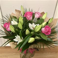 Pink Rose &amp; Lily Bouquet